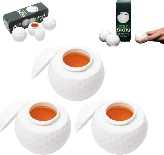 Golf Shots Funny Golf Balls Golfing Ball Shot Shaped Glasses with Lid Novelty Golf Party Cups Gifts for Golfers Men White 1.5Oz Screw-On Cap