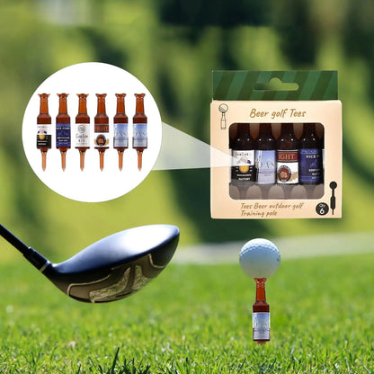 6 Pack Plastic Beer Bottle Golf Tees , the Perfect and Funny Gift for Men, Funny Golf Accessories