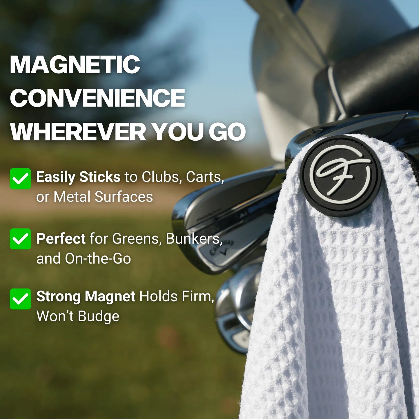 Fore Show Magnetic Golf Towel (Only Pars) Waffle Microfiber with Magnet for Golf Bags, Carts & Clubs - 24” X 16” Funny Golf Gift Accessory for Men