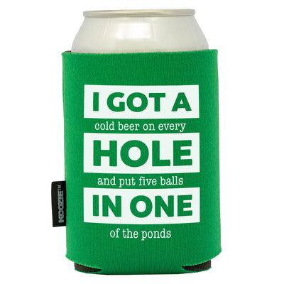 Mykoozie Hole in One Golf Koozie - Green Foam Insulated Can Cooler for Golf Enthusiasts