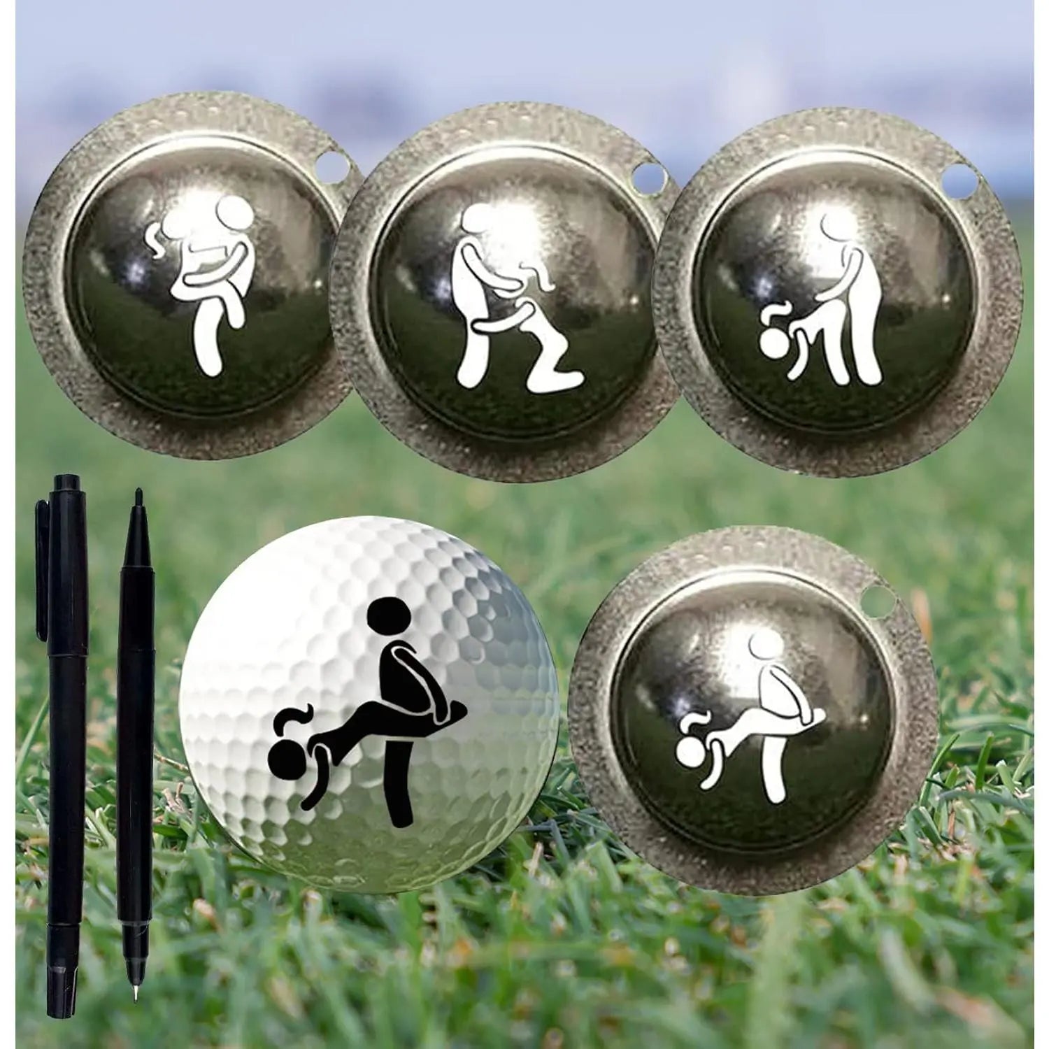 4Pcs Stainless Steel Golf Ball Marker, Stencil Custom,Funny and Humor Golf Ball Stamp