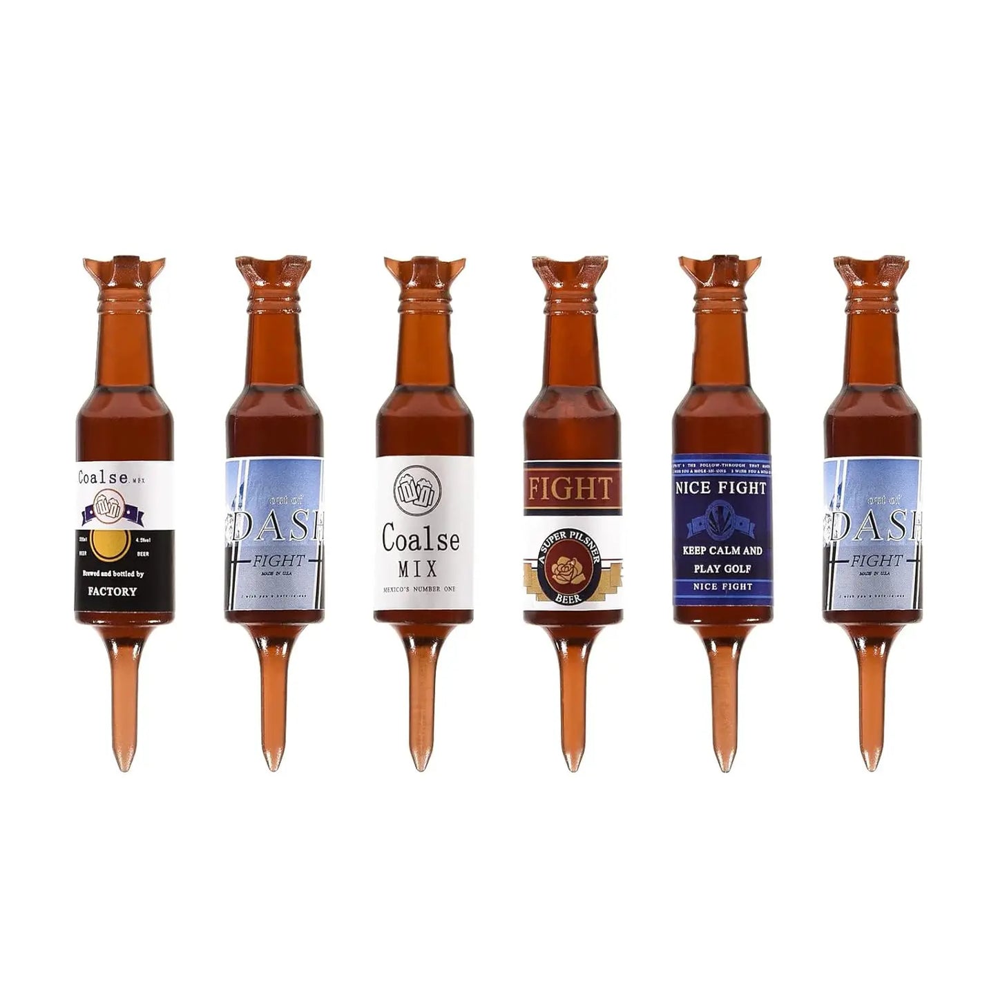 6 Pack Plastic Beer Bottle Golf Tees , the Perfect and Funny Gift for Men, Funny Golf Accessories