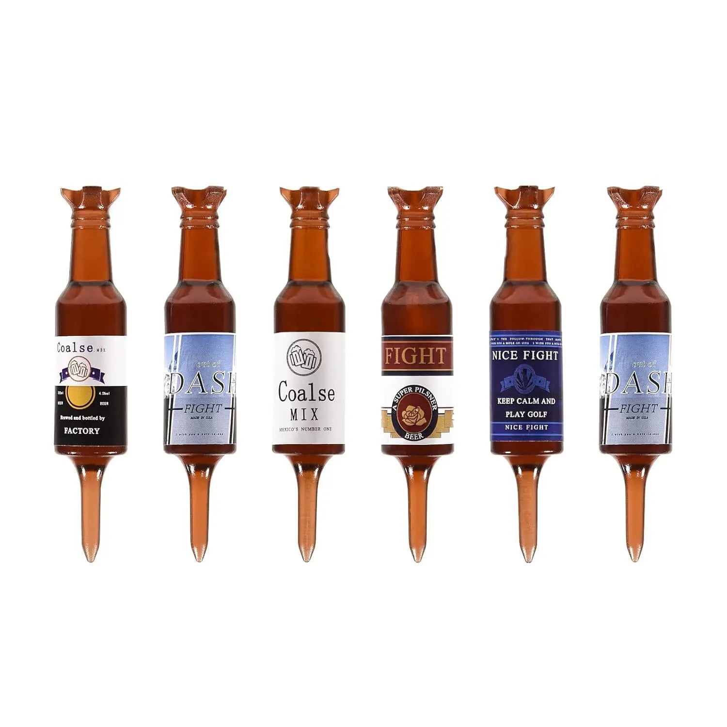 6 Pack Plastic Beer Bottle Golf Tees , the Perfect and Funny Gift for Men, Funny Golf Accessories